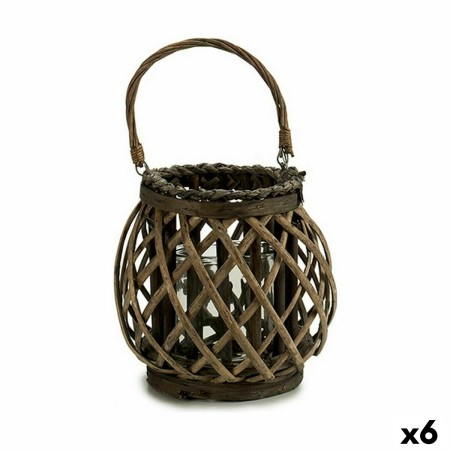 Bougeoir Gris Marron osier verre 29,5 x 24 x 22 cm (6 Unités): Plus de 300.000 produits de grandes marques en vente directe à pr