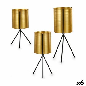Set de pots de fleurs Noir Doré Métal (6 Unités): Plus de 300.000 produits de grandes marques en vente directe à prix usine sur 