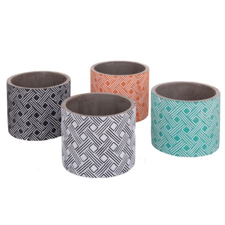 Set de pots de fleurs Fiore Ciment Cylindrique 14 x 14 x 12 cm (4 Unités): Plus de 300.000 produits de grandes marques en vente 