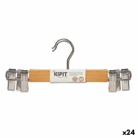 Jeu de porte-manteaux Kipit 29100196 Marron Argenté Bois Métal 28,5 x 2,5 x 11,5 cm Pinces de serrage (24 Unités): Plus de 300.0