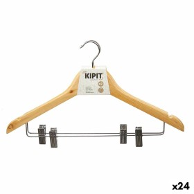 Jeu de porte-manteaux Kipit 29100195 Marron Argenté Bois Métal 44,5 x 1,5 x 24,5 cm Pinces de serrage (24 Unités): Plus de 300.0