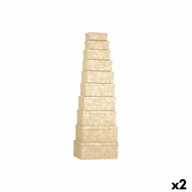 Jeu de Caisses de Rangement Empilables Pincello 130 Naturel Carton Rayures (2 Unités): Plus de 300.000 produits de grandes marqu