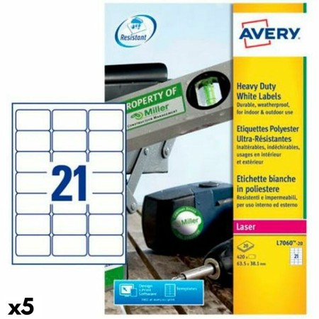 Etiquettes pour Imprimante Avery Blanc 20 Volets 63,5 x 38,1 mm (5 Unités): Plus de 300.000 produits de grandes marques en vente