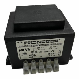 Transformateur de sécurité pour l'éclairage des piscines PHONOVOX tp31100 100 VA 12 V 230 V 50-60 Hz 9,8 x 7,9 x 7,4 cm: Plus de