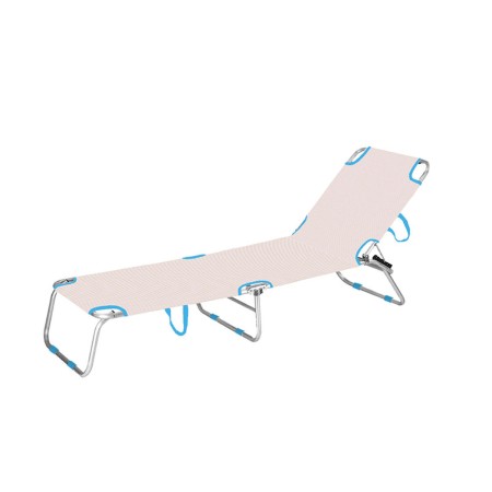 Marbueno Chaise Longue Pliable Aluminium Beige/Bleu Assortie Plage et Piscine 187X58X24 cm 10363: Plus de 300.000 produits de gr