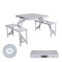 Ensemble Marbueno: Table et 4 Sièges avec Trou pour Parasol Pliable Aluminium Gris Camping Plage 136X85X67 cm 10439: Plus de 300