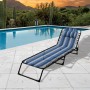 Marbueno Chaise Longue Pliable Acier Avec Coussin Jardin et Piscine 190X58X27 cm Rayures Bleues 10171: Plus de 300.000 produits 