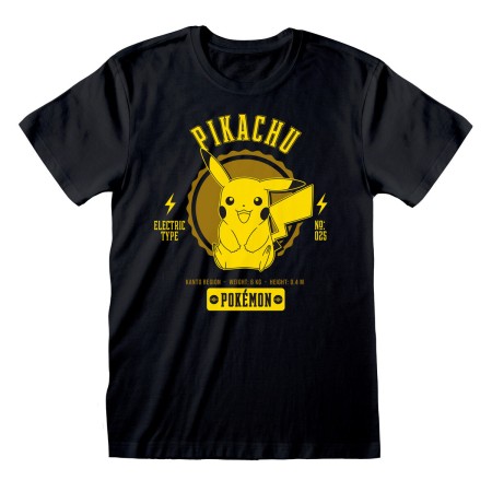 T shirt à manches courtes Pokémon Collegiate Picachu Noir Unisexe: Plus de 300.000 produits de grandes marques en vente directe 