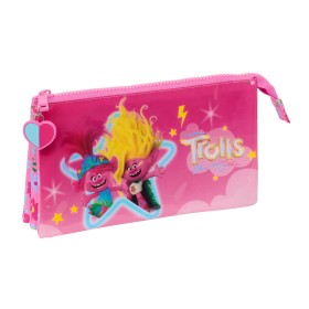 Trousse Fourre-Tout Triple Trolls Rose 22 x 12 x 3 cm: Plus de 300.000 produits de grandes marques en vente directe à prix usine