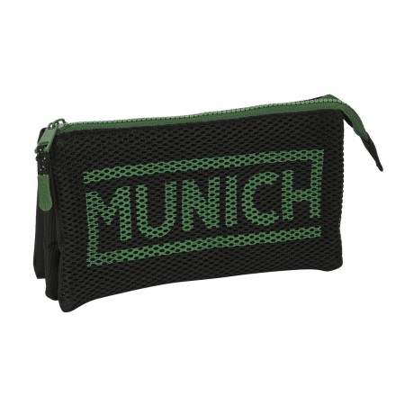 Trousse Fourre-Tout Triple Munich Caviar Noir 22 x 12 x 3 cm: Plus de 300.000 produits de grandes marques en vente directe à pri
