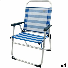 Chaise de Plage Aktive Bleu Blanc 48 x 88 x 50 cm Aluminium Pliable (4 Unités): Plus de 300.000 produits de grandes marques en v