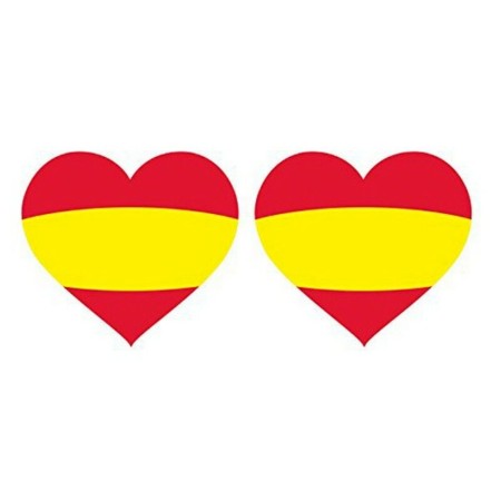 Autocollants Drapeau Espagne (2 uds) Coeur: Plus de 300.000 produits de grandes marques en vente directe à prix usine sur cadeau