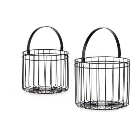 Panier Noir Métal 25 x 35 x 25 cm Cylindrique (2 pcs): Plus de 300.000 produits de grandes marques en vente directe à prix usine