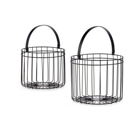 Panier Noir Métal 25 x 35 x 25 cm Cylindrique (2 pcs): Plus de 300.000 produits de grandes marques en vente directe à prix usine