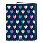 Reliure à anneaux Benetton Corazones Blue marine A4 (26.5 x 33 x 4 cm) (25 mm): Plus de 300.000 produits de grandes marques en v