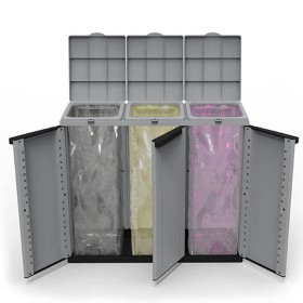 Poubelle recyclage Ecoline Noir/Gris 3 portes (102 x 39 x 88,7 cm): Plus de 300.000 produits de grandes marques en vente directe