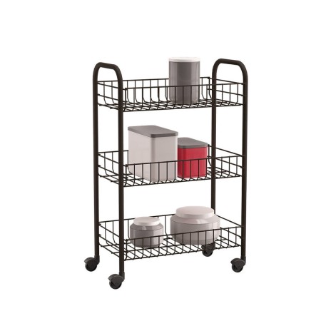 Chariot de Cuisine Metaltex Siena Noir 3 Etagères fils de fer (63 x 41 x 23 cm): Plus de 300.000 produits de grandes marques en 