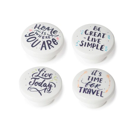 Pommeau Rei m7 Blanc Bois de hêtre Illustré Ø 40 x 22 mm 4 Pièces: Plus de 300.000 produits de grandes marques en vente directe 