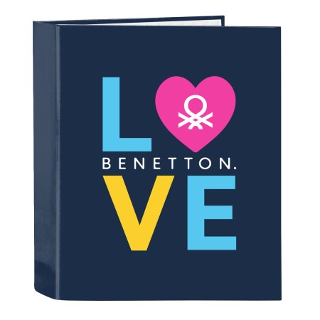 Reliure à anneaux Benetton Love Blue marine A4 (27 x 33 x 6 cm): Plus de 300.000 produits de grandes marques en vente directe à 