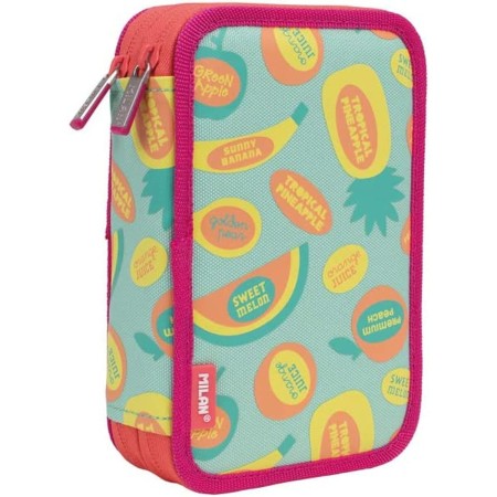 Plumier double Milan Frutikis Vert Orange 19,5 x 13 x 5 cm: Plus de 300.000 produits de grandes marques en vente directe à prix 