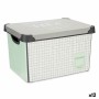 Boîte de rangement avec couvercle Kipit Home Gris Plastique à carreaux 17 L 28 x 22 x 37 cm (12 Unités): Plus de 300.000 produit