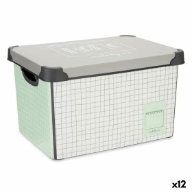 Boîte de rangement avec couvercle Kipit Home Gris Plastique à carreaux 17 L 28 x 22 x 37 cm (12 Unités): Plus de 300.000 produit