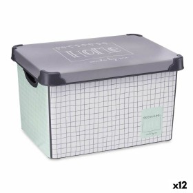 Boîte de rangement avec couvercle Kipit Home Gris Plastique à carreaux 22 L 29 x 23,5 x 39 cm (12 Unités): Plus de 300.000 produ