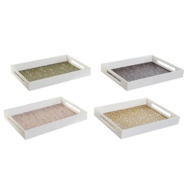 Plateau DKD Home Decor Vert Moutarde Brun foncé Rose clair Bois MDF 40 x 30 x 5 cm (4 Unités): Plus de 300.000 produits de grand