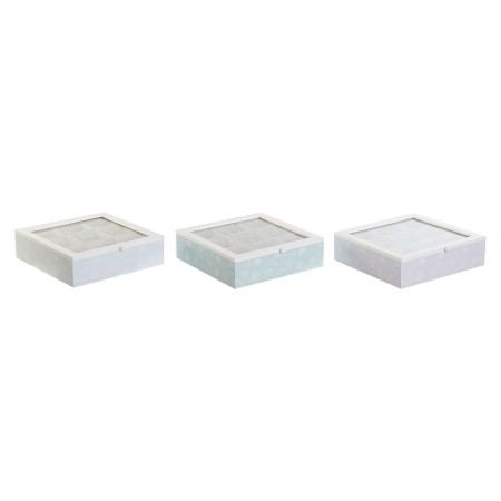 Boîte pour infusions DKD Home Decor Bleu Blanc Vert Lila Métal Verre Bois MDF (3 Unités): Plus de 300.000 produits de grandes ma