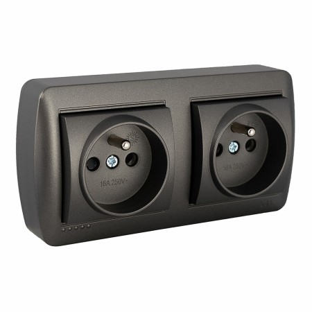 Socle de prise Solera Mural 2p+t Graphite 16 A 250 V Double: Plus de 300.000 produits de grandes marques en vente directe à prix