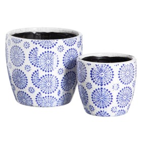 Set de pots de fleurs Bleu Terre cuite 19 x 19 x 17 cm Rond (2 Unités): Plus de 300.000 produits de grandes marques en vente dir