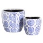 Set de pots de fleurs Bleu Terre cuite 19 x 19 x 17 cm Rond (2 Unités): Plus de 300.000 produits de grandes marques en vente dir