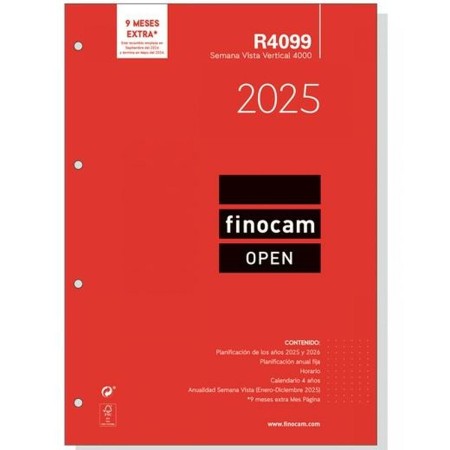 Recharge pour agenda Finocam R4099 4000 A4 2025 21 x 29,7 cm: Plus de 300.000 produits de grandes marques en vente directe à pri