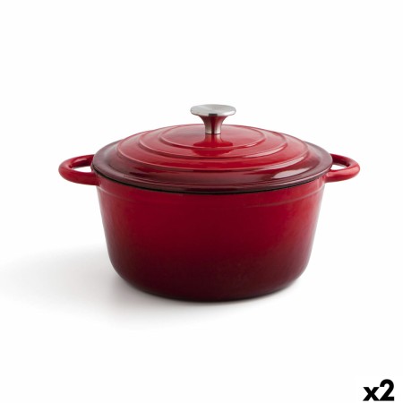 Casserole avec Couvercle Bidasoa Fierro Rouge Ø 24 cm 3,7 L (2 Unités): Plus de 300.000 produits de grandes marques en vente dir