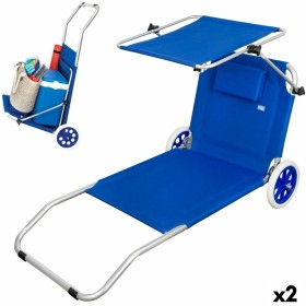 Chaise longue Aktive Bleu Auvent Chariot pliant 62 x 62 x 117 cm (2 Unités): Plus de 300.000 produits de grandes marques en vent
