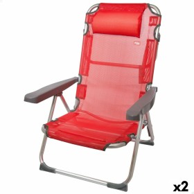 Chaise Pliante avec Repose-Tête Aktive Menorca Rouge 48 x 90 x 60 cm (2 Unités): Plus de 300.000 produits de grandes marques en 