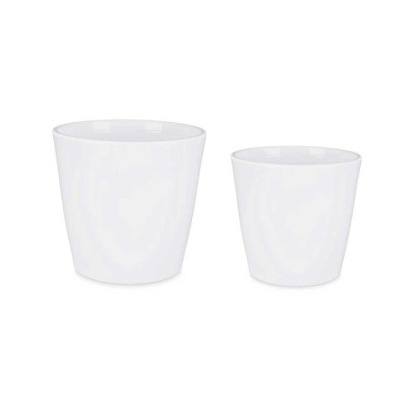 Set de pots Ibergarden LINCE-22-28-B Blanc Argile Ø 22 cm Ø 28 cm 2 Pièces: Plus de 300.000 produits de grandes marques en vente