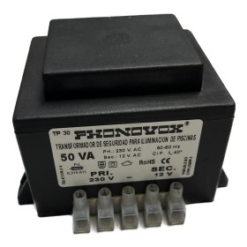 Transformateur de sécurité pour l'éclairage des piscines PHONOVOX tp31050 50 VA 12 V 230 V 50-60 Hz 9,8 x 7,9 x 6,4 cm: Plus de 