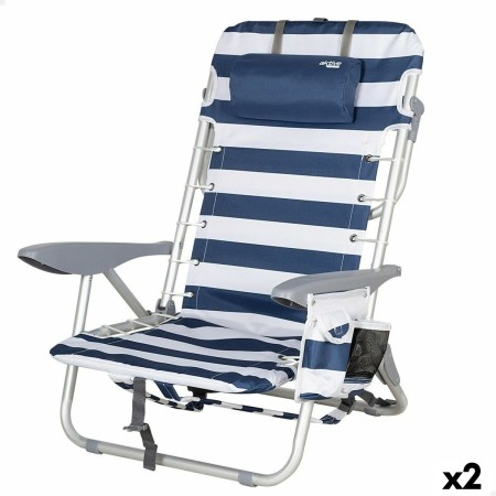 Chaise de Plage Aktive Bleu Blanc 50 x 76 x 45 cm (2 Unités): Plus de 300.000 produits de grandes marques en vente directe à pri