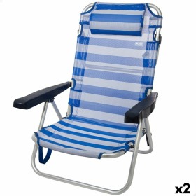 Chaise de Plage Aktive Pliable Coussin Blanc Bleu 48 x 84 x 46 cm (2 Unités): Plus de 300.000 produits de grandes marques en ven