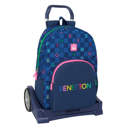 Cartable à roulettes Benetton Damero Blue marine 30 x 46 x 14 cm: Plus de 300.000 produits de grandes marques en vente directe à