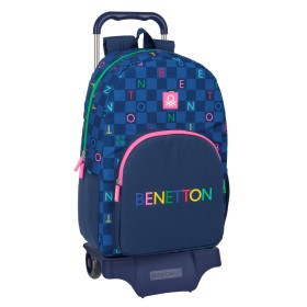 Cartable à roulettes Benetton Damero Blue marine 30 x 46 x 14 cm: Plus de 300.000 produits de grandes marques en vente directe à