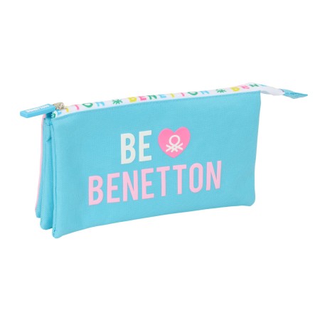 Trousse Fourre-Tout Triple Benetton Unique Rose Turquoise 22 x 12 x 3 cm: Plus de 300.000 produits de grandes marques en vente d