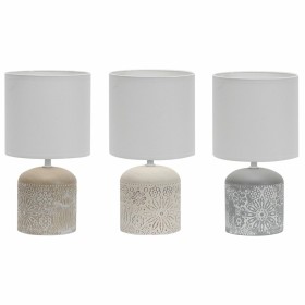 Lampe de bureau DKD Home Decor 25W Céramique Gris Beige Marron Polyester Grès 220 V (16 x 16 x 30 cm) (3 Unités): Plus de 300.00