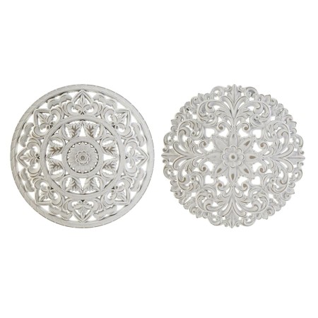 Décoration murale DKD Home Decor Blanc Mandala Indien Finition vieillie 30 x 2 x 30 cm (2 Unités): Plus de 300.000 produits de g