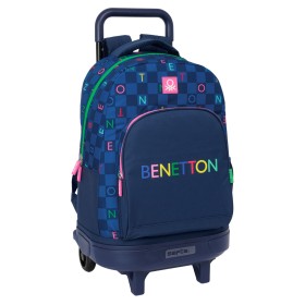 Cartable à roulettes Benetton Damero Blue marine 33 x 45 x 22 cm: Plus de 300.000 produits de grandes marques en vente directe à