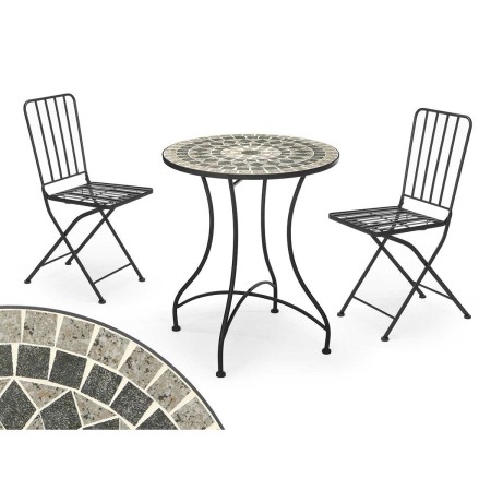 Table avec 2 chaises Ibergarden Mosaico-Forja Noir Gris: Plus de 300.000 produits de grandes marques en vente directe à prix usi