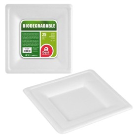 Service de vaisselle Best Products Green Canne à sucre Ø 20 cm Blanc Biodégradable Produits à usage unique 25 Unités: Plus de 30