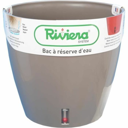 Pot auto-arrosant Riviera Avec réserve d'eau Taupe polypropylène Rond Ø 36 x 33 cm: Plus de 300.000 produits de grandes marques 