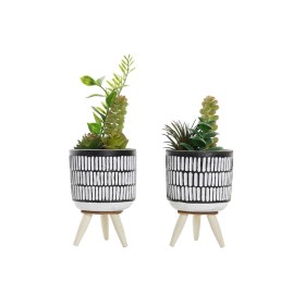 Plante décorative DKD Home Decor Céramique Noir Polyéthylène Blanc Vert (7 x 7 x 19 cm) (2 Unités): Plus de 300.000 produits de 